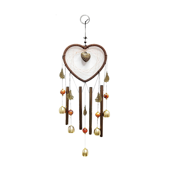 

PandaHall Metal Tube Wind Chimes, Bell Pendant Decorations, with Alloy Charms, Heart, 550~63 0x160~170mm Alloy Heart