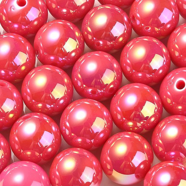 

PandaHall UV Plating Rainbow Iridescent Acrylic Beads, Round, Indian Red, 17.5x17mm, Hole: 2.8mm Acrylic Round
