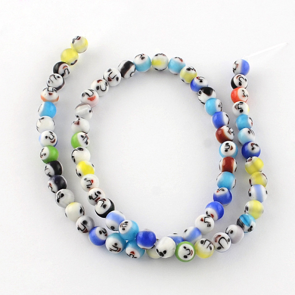 

PandaHall Round Handmade Lampwork Bead Strands, with Face Pattern, Mixed Color, 5.5~6mm, Hole: 0.5mm, about 67pcs/strand, 14.5 inch Lampwork..., Multicolor