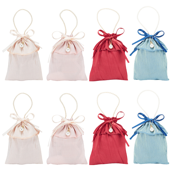 

PandaHall BENECREAT 8 Sets 4 Colors Satin Jewelry Drawstring Gift Bags, with Ribbons and Rope Handle, Wedding Favor Candy Bags, Mixed Color..., Multicolor