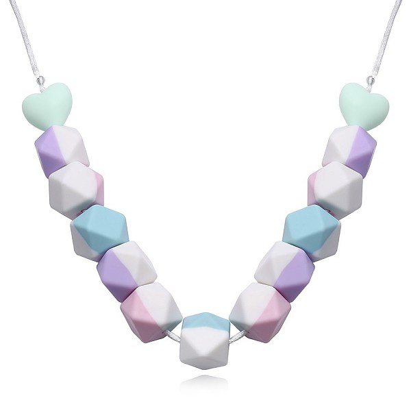 

PandaHall Bohemia Style Silicone Pendant Necklaces, with Rope Chain, Geometric, Colorful, 33.46 inch(85cm) Silicone