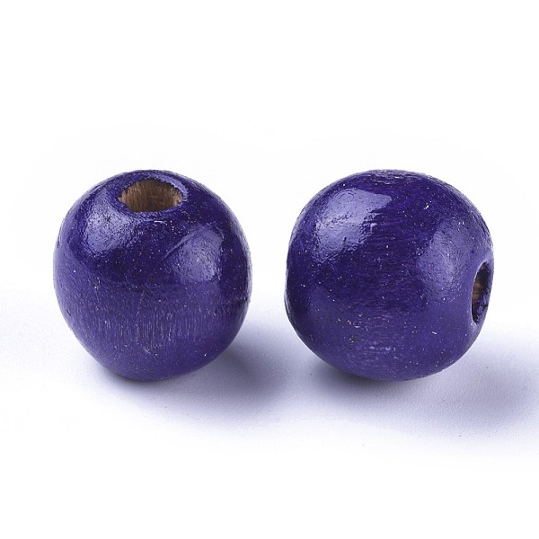 

PandaHall Dyed Natural Wood Beads, Round, Lead Free, Indigo, 16x15mm, Hole: 4mm, about 800pcs/1000g Wood Round Purple