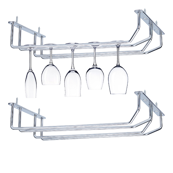 

PandaHall Iron 2 Rows Wine Glass Rack Under Cabinet, Goblet Storage Hanger, Stemware Holder, with Screws & Plastic Anchor Plug, Platinum...