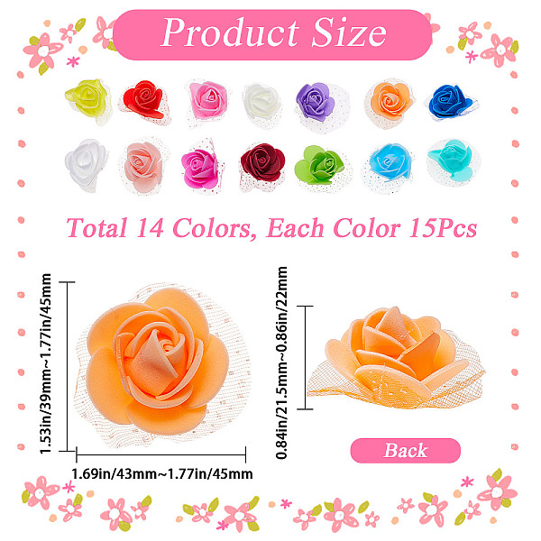 Craspire 210 Pz 14 Colori 3d Schiuma Rosa Ornamento Accessori