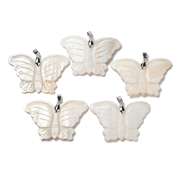

PandaHall Natural Freshwater Shell Pendants, Butterfly Charms with Brass Snap on Bails, Platinum, 39x58x5mm, Hole: 6x4mm Freshwater Shell...