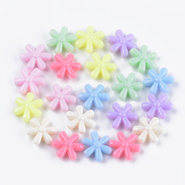

PandaHall Opaque Acrylic Beads, Flower, Mixed Color, 14.5x13x5.5mm, Hole: 1.2mm Acrylic Flower Multicolor