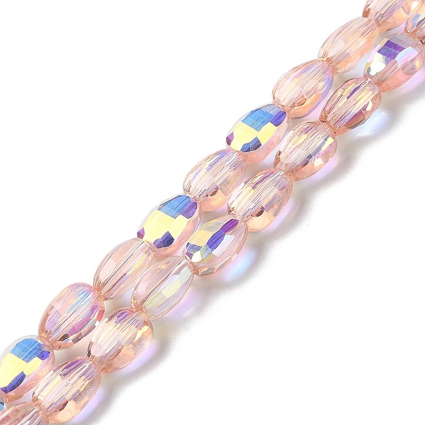 

PandaHall Transparent Electroplate Glass Beads Strands, AB Color Plated, Faceted, Teardrop, Misty Rose, 9x6.2x5mm, Hole: 1.2mm, about...