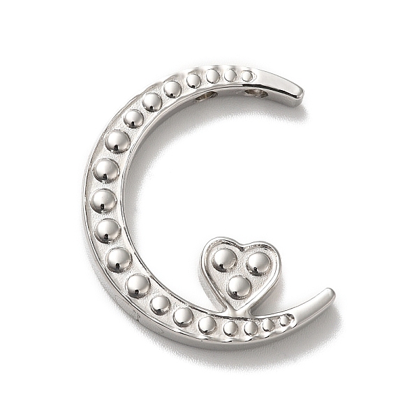 

PandaHall 304 Stainless Steel Pendants, Moon with Heart Charm, Stainless Steel Color, 28x23x4mm, Hole: 1.8~2mm 304 Stainless Steel Moon