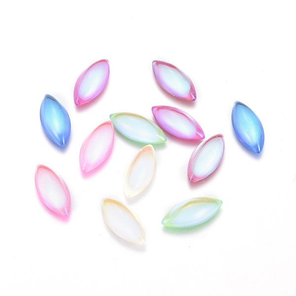 

PandaHall Transparent K9 Glass Cabochons, Flat Back, Horse Eye, Mixed Color, 15x7x3mm Glass Horse Eye Multicolor
