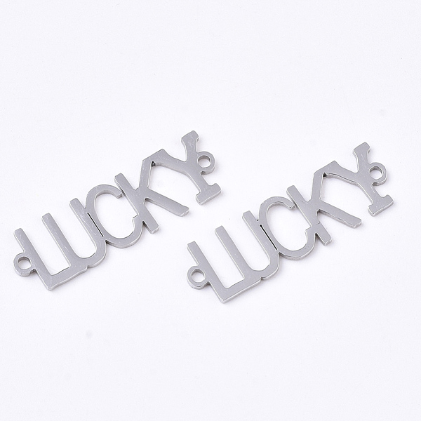 

PandaHall 201 Stainless Steel Links connectors, Laser Cut Links, Word Lucky, Stainless Steel Color, 29x9x1mm, Hole: 1.5mm 201 Stainless...