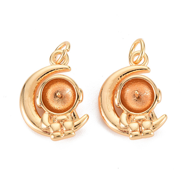 

PandaHall Brass Peg Bails Pendants, for Half Drilled Bead, with Jump Ring, Nickel Free, Spaceman, Real 18K Gold Plated, 17x12x4mm, Pin...
