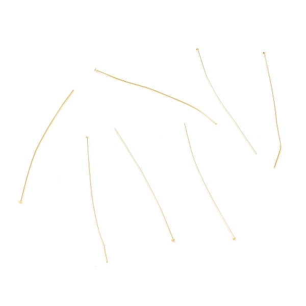

PandaHall Brass Flat Head Pins, Long-Lasting Plated, Real 18K Gold Plated, 51x0.5mm, 24 Gauge, Head: 1.5mm Brass