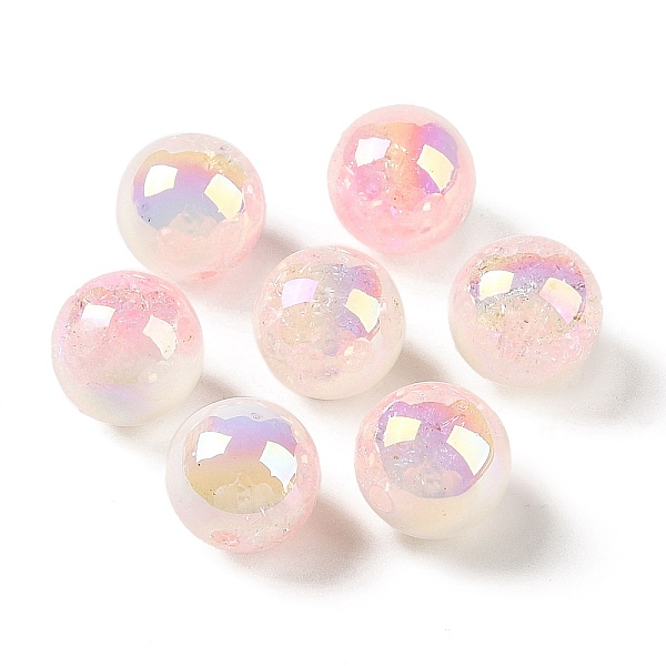 

PandaHall UV Plating Opaque Crackle Two-tone Acrylic Beads, Round, Pink, 16mm, Hole: 2.7mm Acrylic Round Pink