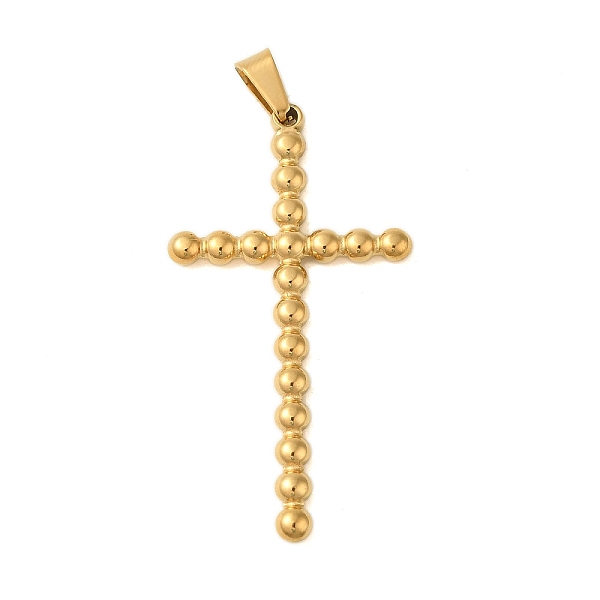 

PandaHall Ion Plating(IP) 304 Stainless Steel Pendants, Corss Charm, Golden, 48x25x3mm, Hole: 6x3.5mm 304 Stainless Steel Cross