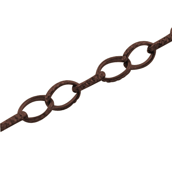 

PandaHall Iron Cable Chains, Textured, Unwelded, with Spool, Flat Oval, Nickel Free, Red Copper, 8x6x1mm, about 164.04 Feet(50m)/roll Iron