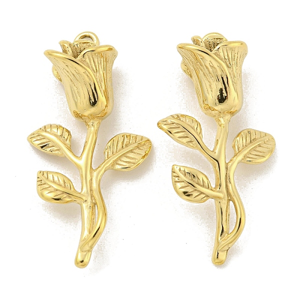 

PandaHall 304 Stainless Steel Pendants, Rose Flower Charm, Real 14K Gold Plated, 32.5x17x9mm, Hole: 1.6mm 304 Stainless Steel Flower