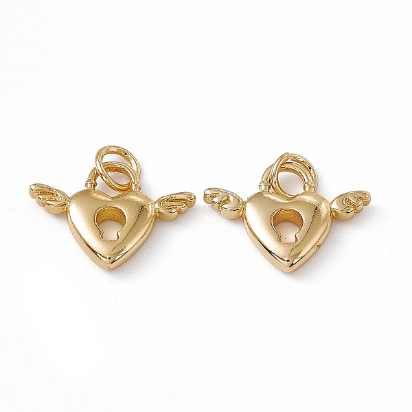 

PandaHall Rack Plating Brass Pendants, with Jump Ring, Long-Lasting Plated, Lead Free & Cadmium Free, Heart with Wing Charm, Real 18K Gold...