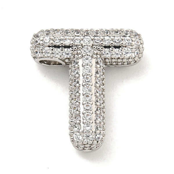 

PandaHall Platinum Plated Brass Micro Pave Cubic Zirconia Pendants, Letter Charms, Letter T, 17x20x6mm, Hole: 3.5x2mm Brass+Cubic Zirconia..., Clear