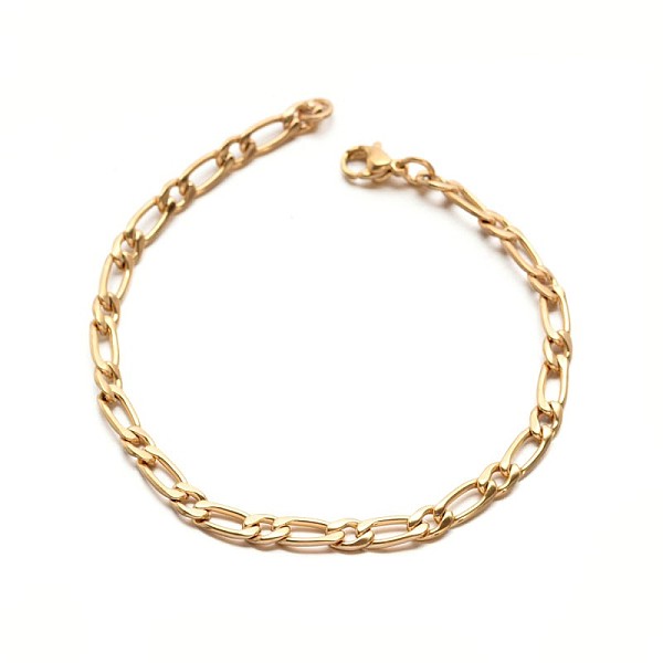 

PandaHall 304 Stailess Steel Figaro Chain Bracelets, with Lobster Claw Clasps, Golden, 7-7/8 inch(200mm) 304 Stainless Steel