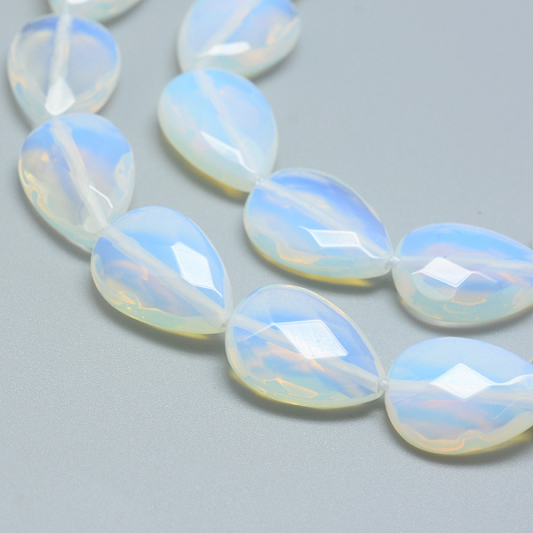 

PandaHall Opalite Bead Strands, Faceted, teardrop, 10x8x5mm, Hole: 1mm, about 38pcs/strand, 14.76 inch Opalite Teardrop