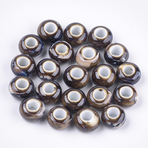 

PandaHall Handmade Porcelain Beads, Fancy Antique Glazed Porcelain, Large Hole Beads, Rondelle, Coffee, 15x8mm, Hole: 6mm Porcelain Rondelle..., Brown