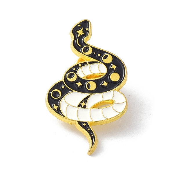 

PandaHall Snake with Moon & Star Black Art Cool Enamel Pin, Alloy Enamel Brooch for Backpacks Clothes, Golden, White, 32x18x9.5mm, Pin: 1mm...