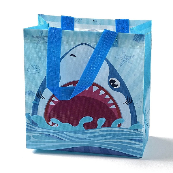 

PandaHall Cartoon Printed Shark Non-Woven Reusable Folding Gift Bags with Handle, Portable Waterproof Shopping Bag for Gift Wrapping...
