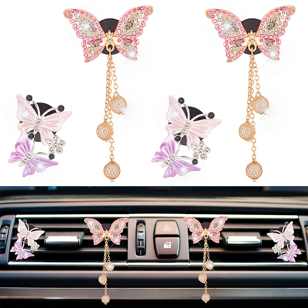 

PandaHall Alloy Rhinestone Car Air Vent Decorations, Cute Automotive Interior Trim, with Iron Clasps, Butterfly, Mixed Color, 116x58.5x19mm...