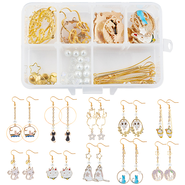 

PandaHall SUNNYCLUE DIY Cat Themed Earrings Making Kits, Including Alloy Enamel Pendants, Alloy Open Back Bezel Pendants, Brass Links &...