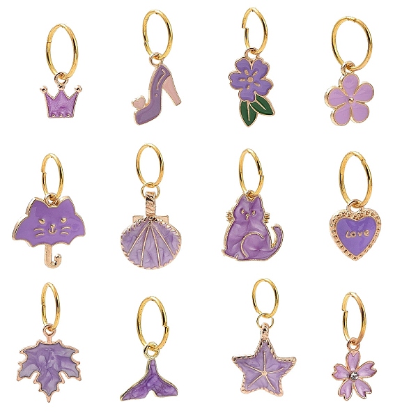 

PandaHall 12Pcs 12 Styles Mixed Shapes Alloy Enamel Shoe Pendant Decoraiton, with Iron Jump Rings, for Shoe String Ornaments, Medium Purple...