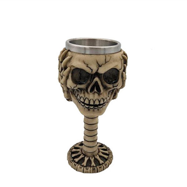 

PandaHall Halloween 304 Stainless Steel 3D Skull Mug, Resin Skeleton Cup, for Home Decorations Birthday Gift, Beige, 190x80x105mm, Inner..., Yellow