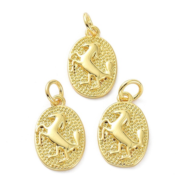 

PandaHall Brass Pendants, with Jump Ring, Long-Lasting Plated, Textured, Oval with horse, Real 18K Gold Plated, 16x10x2mm, Hole: 3mm Brass...