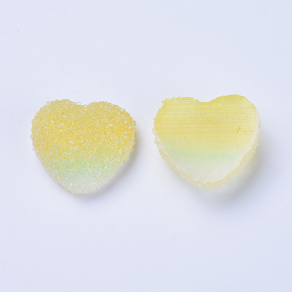 

PandaHall Resin Cabochons, Two Tone, Heart, Champagne Yellow, 15~15.5x16.5~17x7mm Resin Heart Yellow