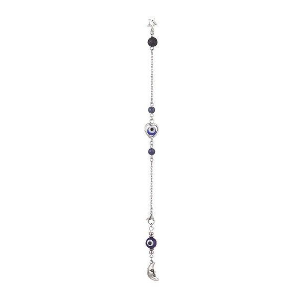 

PandaHall Evil Eye Lampwork Pointed Dowsing Pendulums, with 304 Stainless Steel Cable Chains, Natural Lava Rock & Lapis Lazuli, Alloy Moon...