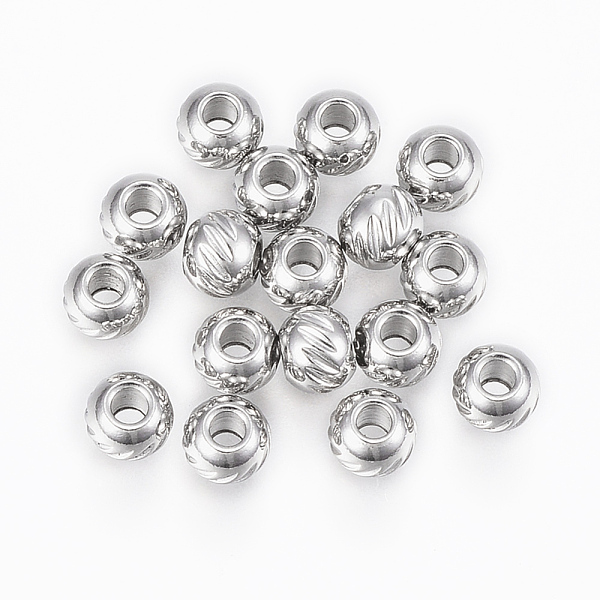 

PandaHall 304 Stainless Steel Beads, Round with Twill, Stainless Steel Color, 4x3mm, Hole: 1.2mm 304 Stainless Steel Round