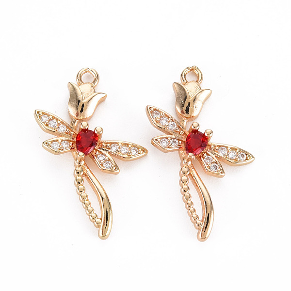 

PandaHall Rack Plating Brass Micro Pave Clear Cubic Zirconia Pendants, with Faceted Glass, Long-Lasting Plated, Cadmium Free & Lead Free..., Red