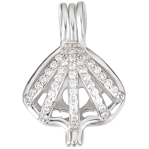 

PandaHall Beebeecraft 1Pc Rhodium Plated 925 Sterling Silver Empty Bead Cage Pendants, with Clear Cubic Zirconia, Shell Shape, 22x14x10mm...