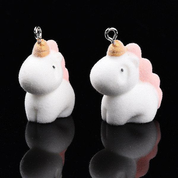 Flocky Anima Resin Pendants with Platinum Iron Loop
