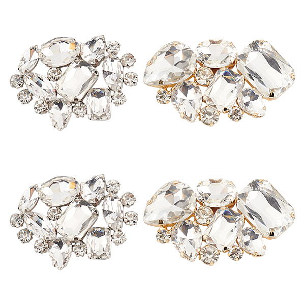 

PandaHall HOBBIESAY 4Pcs 2 Style Detachable Flower Glass Crystal Rhinestone Shoe Decoration, with Alloy Buckle Clip, Mixed Color...