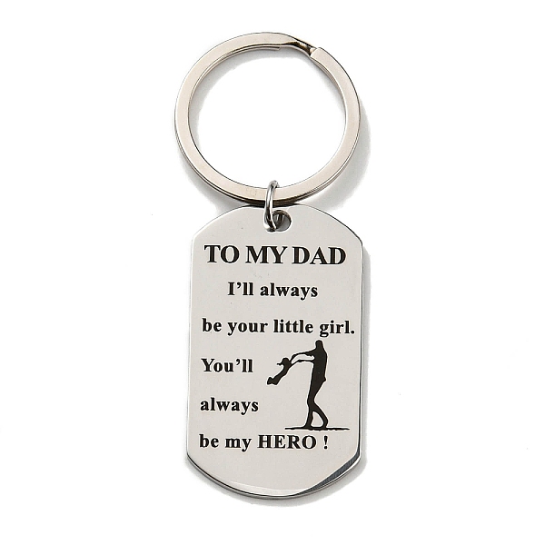 

PandaHall Father's Day Gift 201 Stainless Steel Oval with Word To My Dad Keychains, with Iron Key Rings, Stainless Steel Color, 8.5cm...