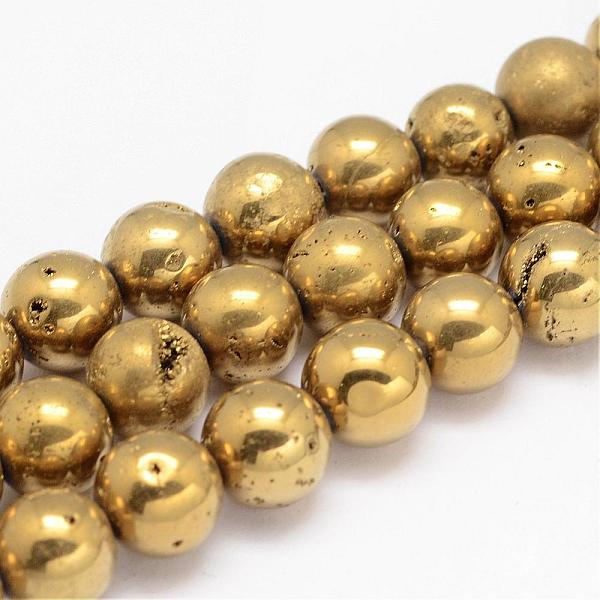 

PandaHall Electroplated Natural Druzy Geode Quartz Crystal Bead Strands, Round, Golden Plated, 10~10.5mm, Hole: 1.5mm, about 15pcs/strand, 6...