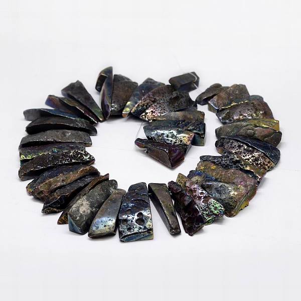 

PandaHall Electroplated Natural & Dyed Agate Bead Strands, Nuggets, Black, 23~57x12~18x9~16mm, Hole: 2mm, about 32~34pcs/strand Druzy Agate...