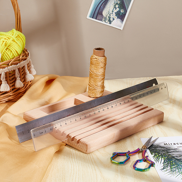 ブナの木縫い刺繡糸と描画定規スタンド