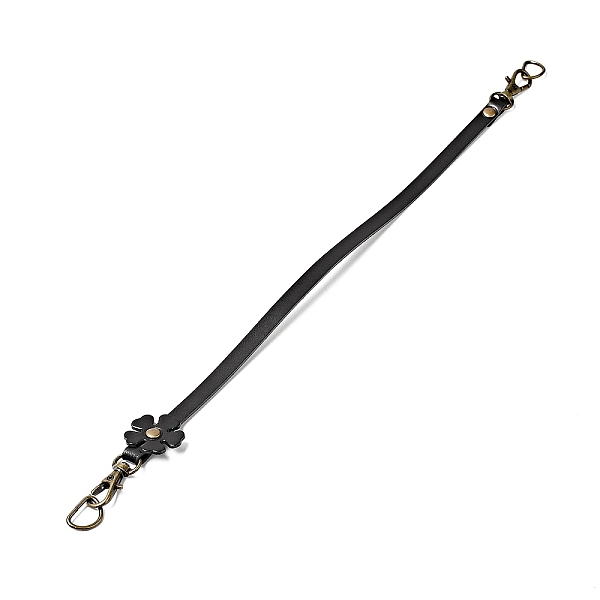 

PandaHall Flower End Cowhide Leather Bag Handles, with Alloy Stud & Iron Swivel Clasp & D Ring, Bag Strap Replacement Accessories, Black...
