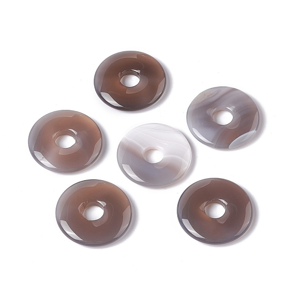 

PandaHall Natural Grey Agate Pendants, Donut/Pi Disc Charm, 29~30x5~6mm, Hole: 6~7mm Grey Agate Donut