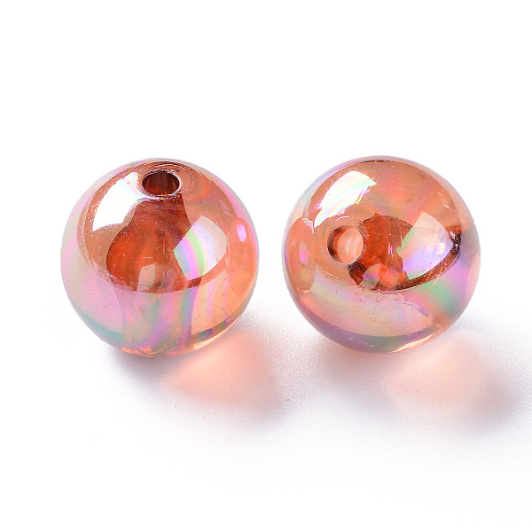 

PandaHall Transparent Acrylic Beads, AB Color Plated, Round, Chocolate, 16x15mm, Hole: 2.8mm, about 220pcs/500g Acrylic Round Brown