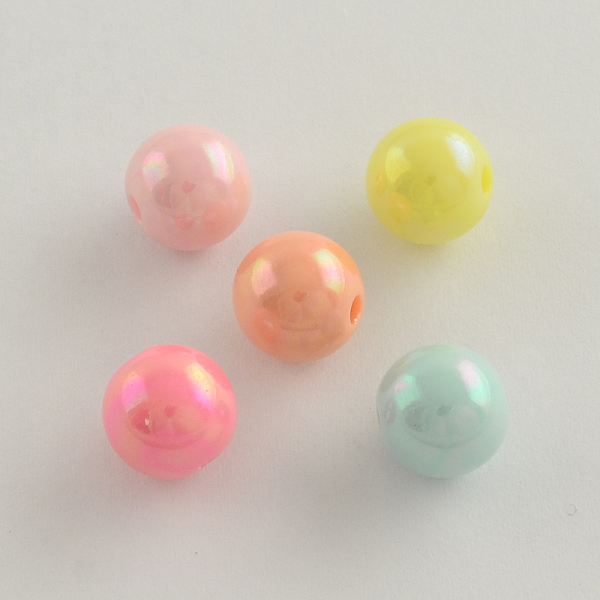 

PandaHall AB Color Plated Acrylic Round Beads, Mixed Color, 6x5mm, Hole: 1.5mm, about 4200pcs/500g Acrylic Round Multicolor
