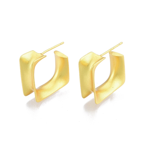 

PandaHall Rack Plating Brass Square Stud Earrings, Half Hoop Earrings for Women, Nickel Free, Matte Gold Color, 18x18x7mm, Pin: 0.8mm Brass...