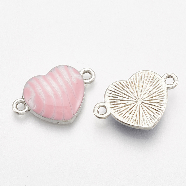 

PandaHall Alloy Enamel Links connectors, Heart, Platinum, Pearl Pink, 13.5x20.5x3mm, Hole: 1.5mm Alloy+Enamel Heart Pink
