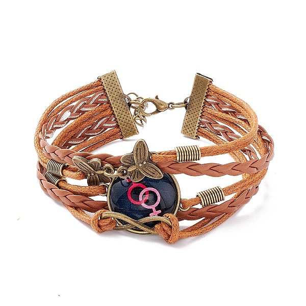 

PandaHall Rainbow Pride Bracelet, Female Symbol Pattern Flat Round & Butterfly Links Multi-strand Bracelet for Men Women, Chocolate, Female..., Brown